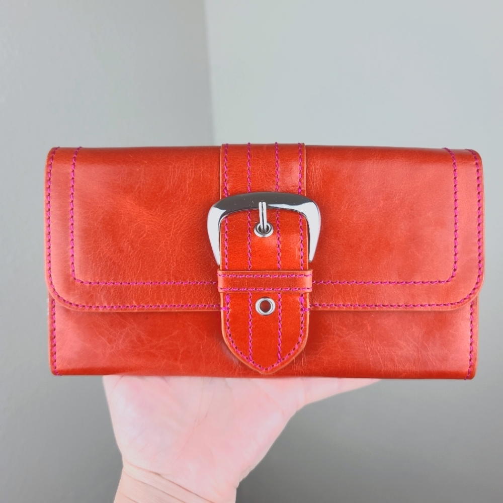 Nordstrom genuine leather wallet orange